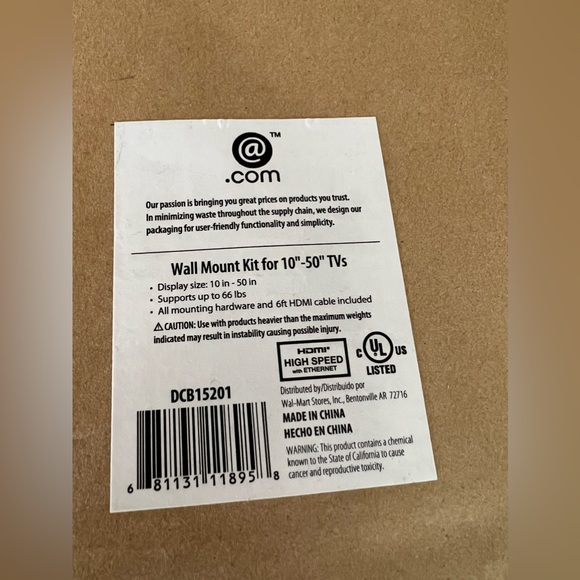 NEW Wall Mount Kit for 10”-50” TV - Picture 3 of 5